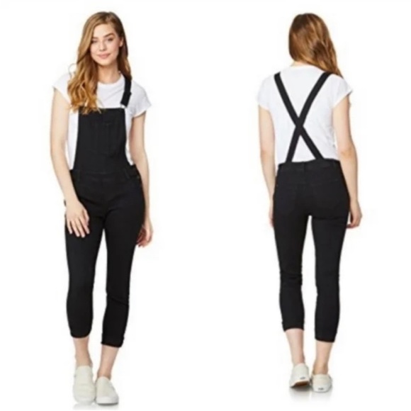 Vintage Black Wash Low Rise Skinny Cropped Overalls 🌿 - Picture 6 of 10